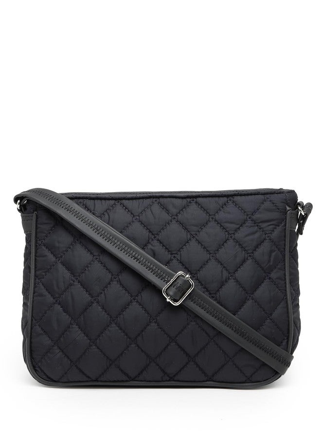 Anekaant Uno Black Geometric Quilted Polyester Sling Bag - Image 1